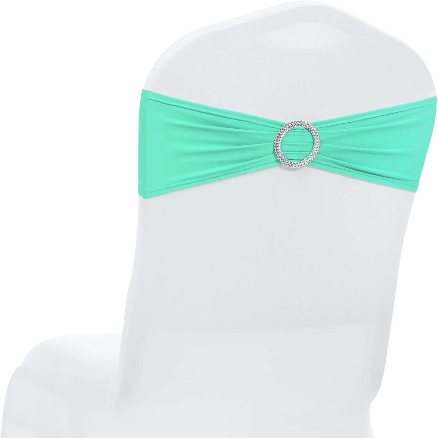 MDS Spandex Chair Sashes - Universal Fit Elastic Stretch Bands with Buckle Slider Bow | Sea Green, Pack of 150