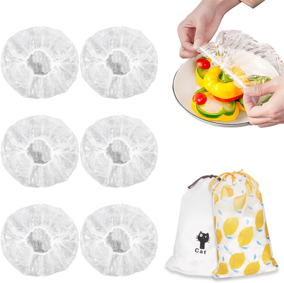 Skiennix Reusable Plastic Elastic Bowl Covers - 200PCS Food Storage Solution for Leftovers | Ideal for Picnics