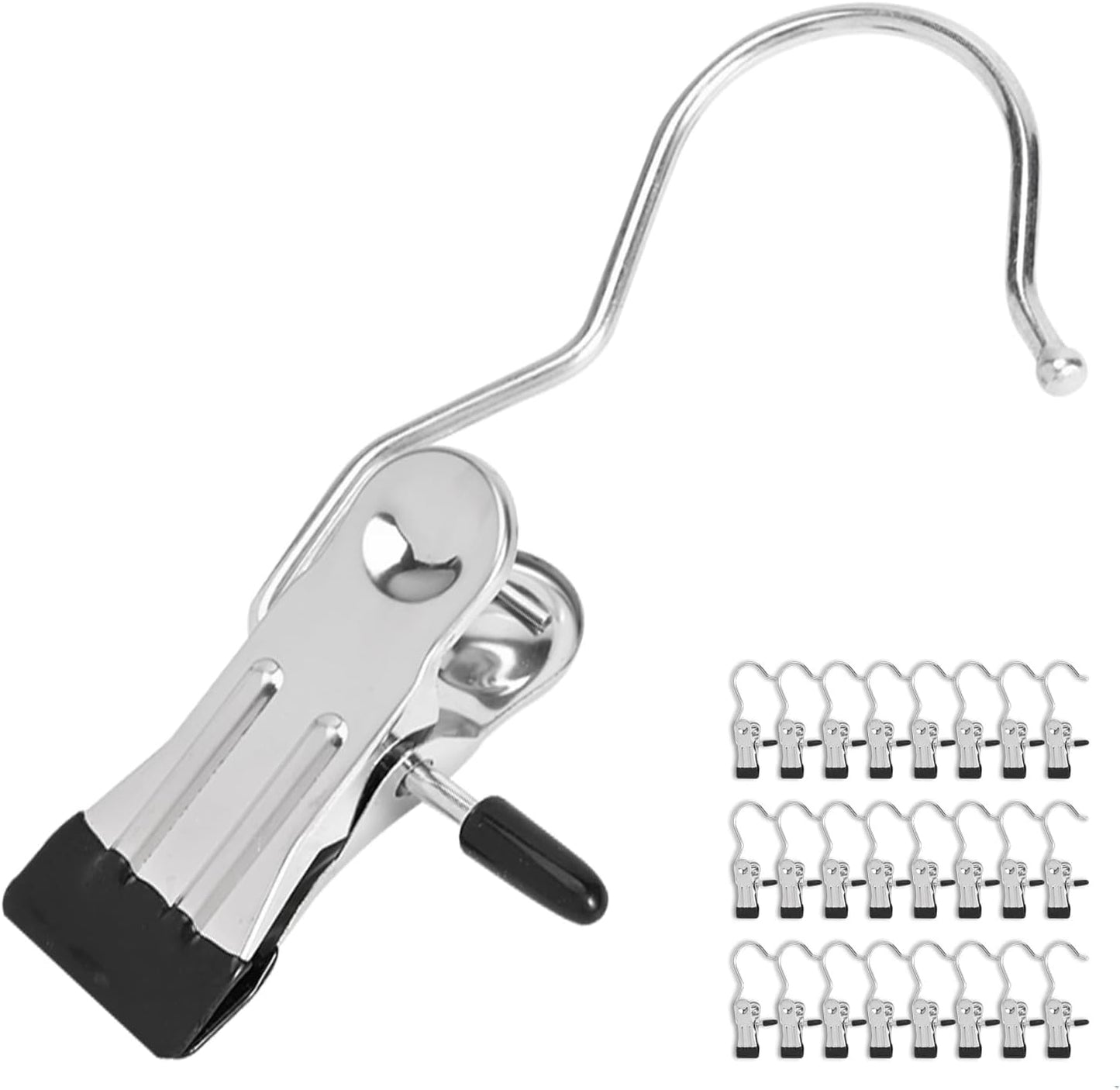 Skiennix 24 Pack Multi-Function Hanger Clips - Versatile Laundry & Closet Hooks for Clothes, Socks, Hats, and More