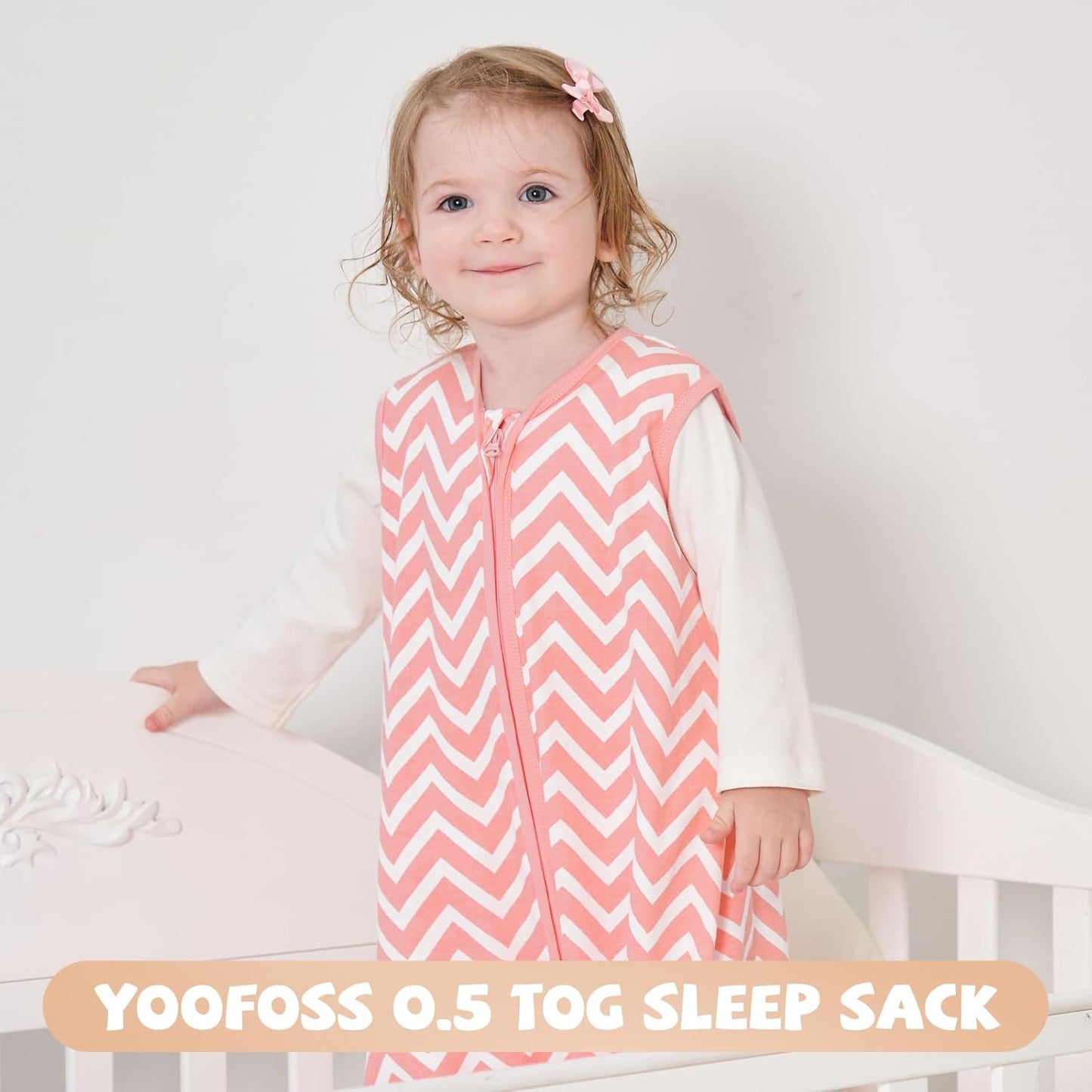 Yoofoss Baby Sleep Sack - 100% Organic Cotton Wearable Blanket | 2-Way Zipper, 0.5 TOG, 3 Pack, Large