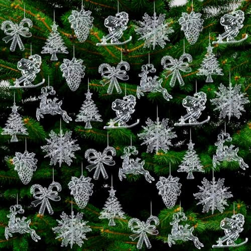 Bencailor 36 Pcs Acrylic Christmas Ornaments Set - Festive Holiday Decorations