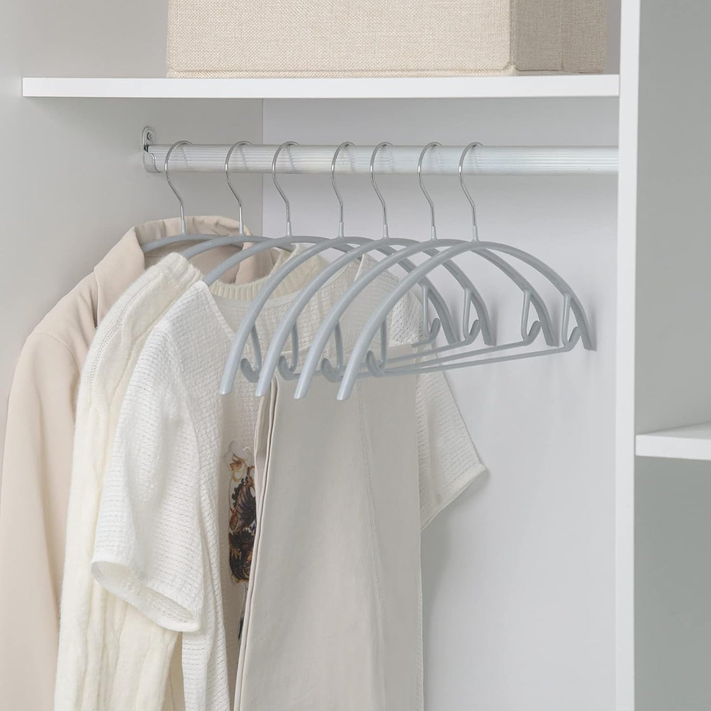Nature Smile Non-Slip PVC Coating Sweater Hangers - 10 Pack in Silvery Grey | Bump-Free Design for Suits & T-Shirts