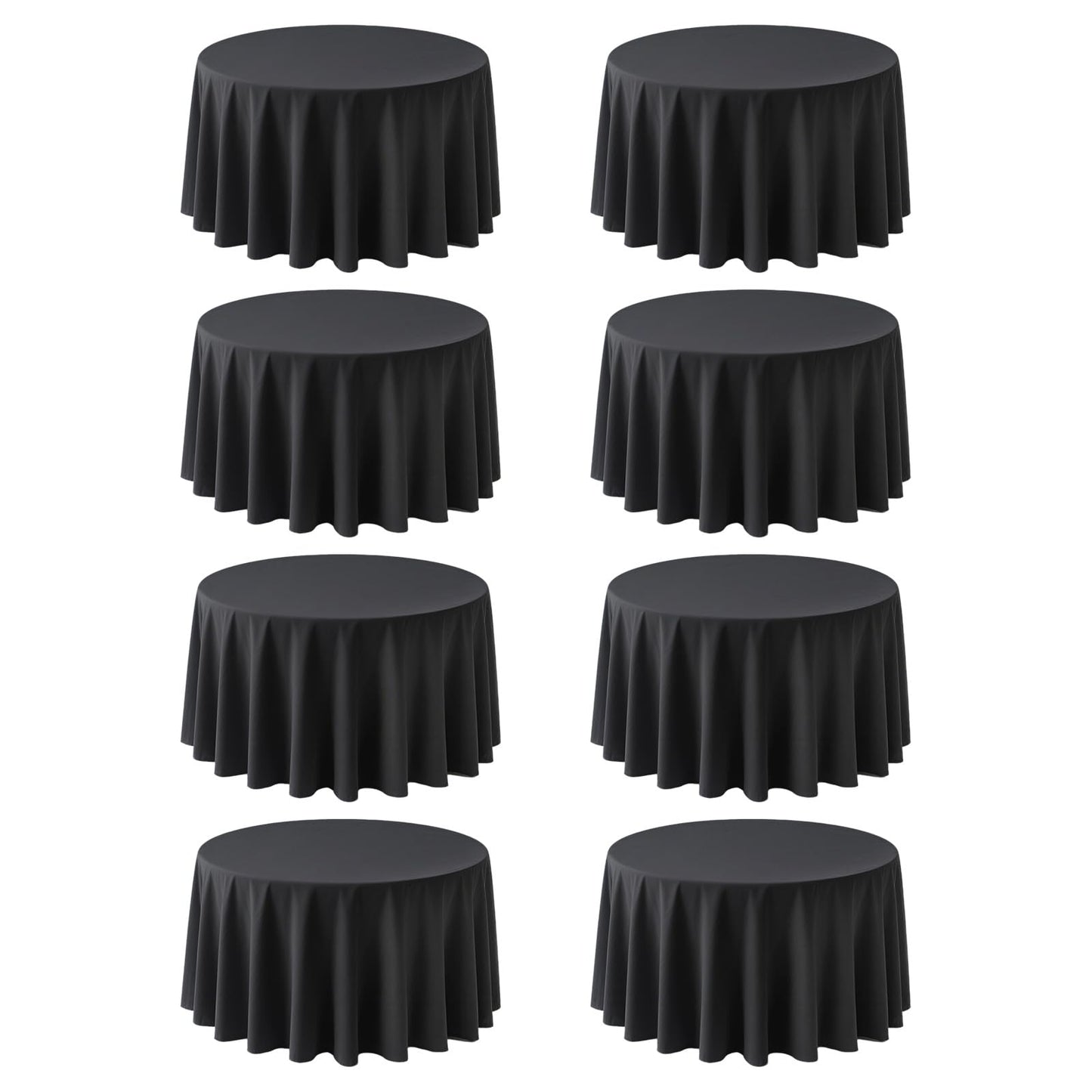 RestfulGlow 8 Pack Round Tablecloth 90 Inch Black Table Cloth for Round Tables, Washable Polyester Tablecloth Stain and Wrinkle Resistant Decorative Table Cloth for Wedding Party Dining Banquet