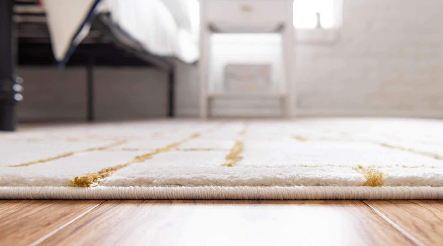 Marilyn Monroe Glam Collection Area Rug - Deco (3' 3" x 5' 3" Rectangle, White Gold/ Gold)