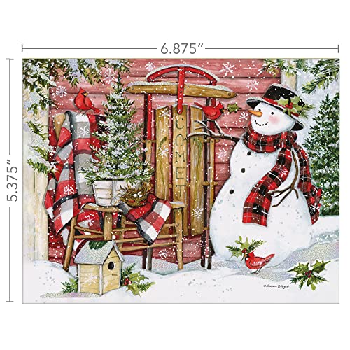 Lang Home for The Holidays Assorted Christmas Cards - 18 Luxurious Linen-Embossed Holiday Greeting Cards with Envelopes