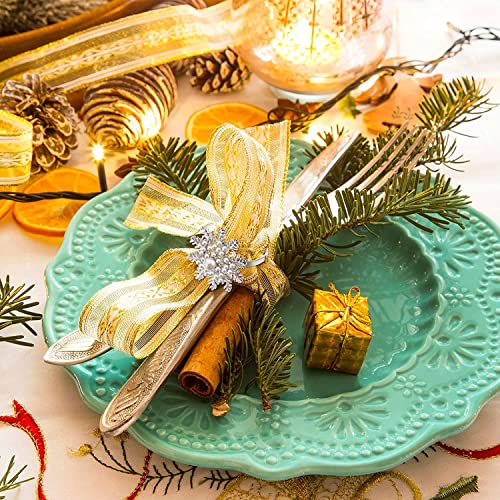 Patelai 6-Piece Snowflake Napkin Rings with Pearl Buckle - Silver Metal Christmas Set