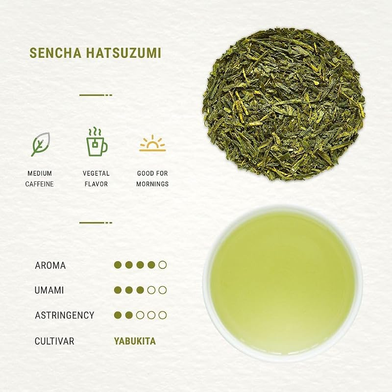 Japanese Green Loose Leaf Tea - Sencha Hatsuzumi 3.5oz - Authentic Sencha Tea, Shizuoka Grown, Rich Flavor, Fresh & Natural