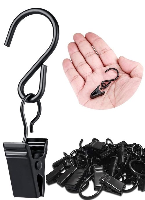 Christmas Light Clips Hanging Hooks - 50 Pack Outdoor String Light Clips - Heavy Duty Metal Camper Awning String Party Light Hook - Holiday Light Clips Hangers Canopy Tent RV Xmas Decor Clamps