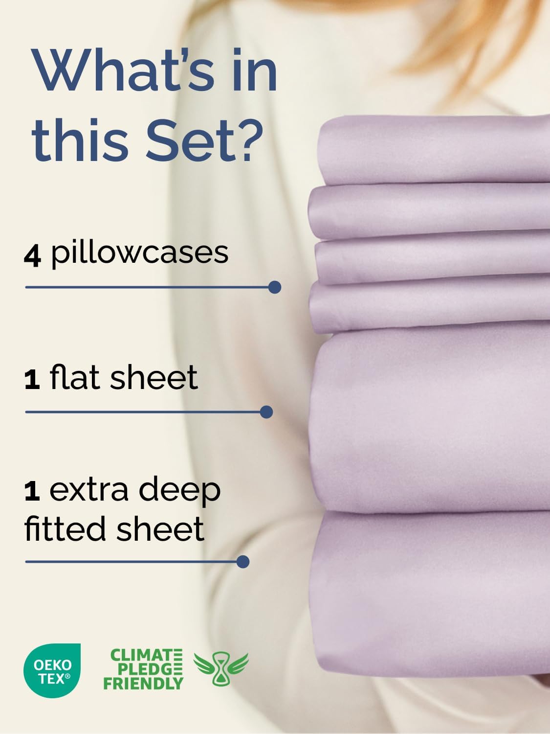 Skiennix Extra Deep Cal King Sheet Set - 6 Piece Cooling & Breathable Luxury Bedding - Soft Light Lavender