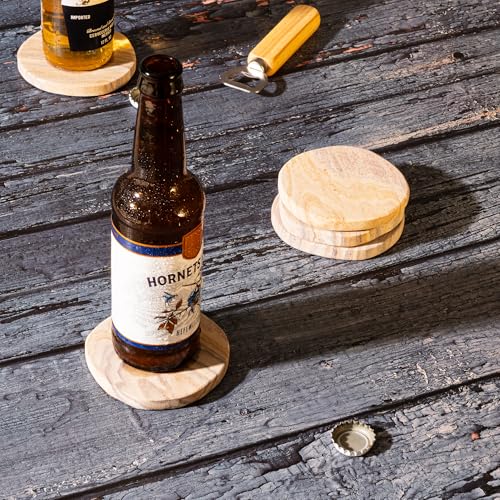 Set of 6 Absorbent Sandstone Drink Coasters - Rustic Organic Design