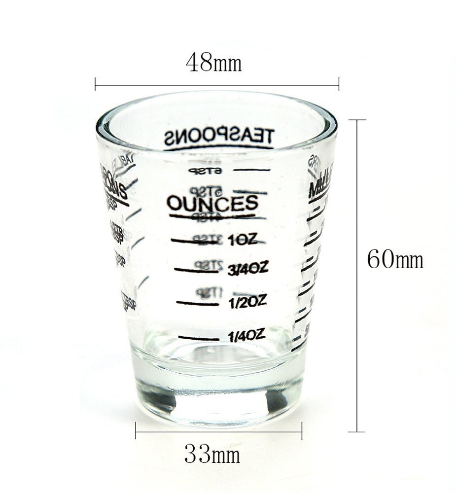Shot Glasses Measuring cup Liquid Heavy Wine Glass Espresso Shot Glass 26-Incremental Measurement 1oz, 6 Tsp, 2 Tbs, 30ml (2 pack-black 30ml)