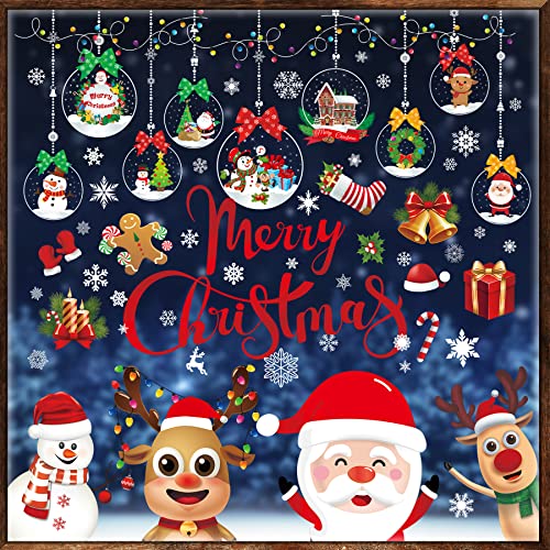 Funnlot Christmas Window Clings - 10 Sheets Holiday Decorations for Windows & Mirrors