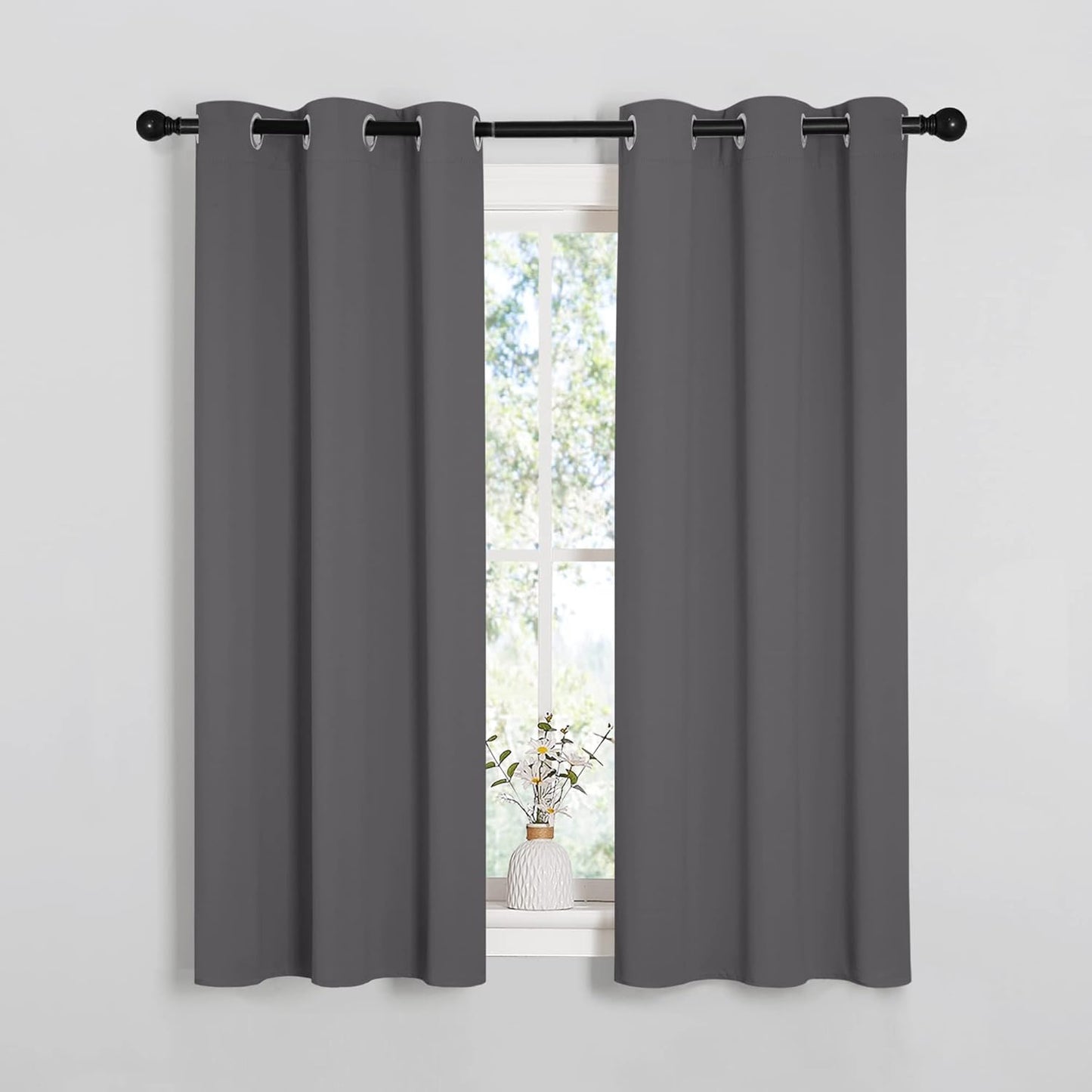 NICETOWN Blackout Curtains - Thermal Insulated Drapery Panels | Solid Gray, 34 x 54 Inches (Set of 2)