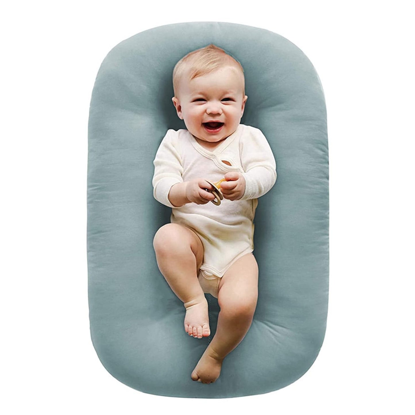 Skiennix 100% Cotton Baby Lounger - Washable Play Mat & Tummy Time Mat for Newborns (0-24 Months) | Blue