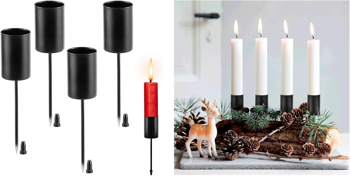Skiennix Candle Holder Stakes - Heavy Duty Taper Candlestick Holders for Floral Centerpieces | 4 Pack