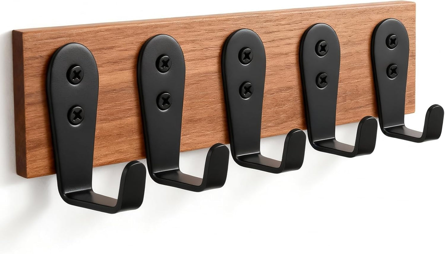 Skiennix Heavy-Duty Stainless Steel Hooks - Wall Mount Key Holder & Coat Hanger, 8 Pack (Black)