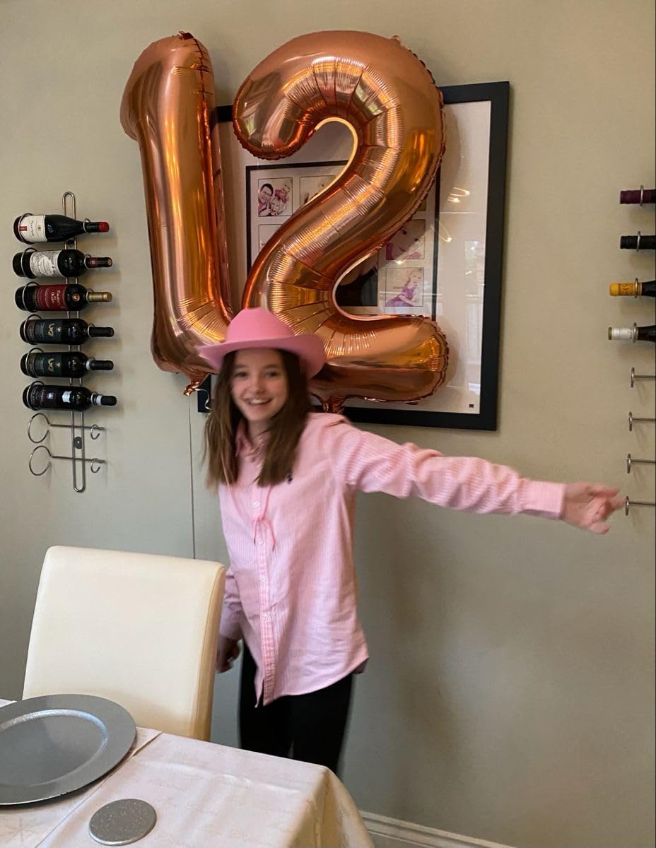 Rose Gold Number Balloons by [Brand Name] - 40 Inch Large Birthday Decorations for 12 & 21 Year Olds