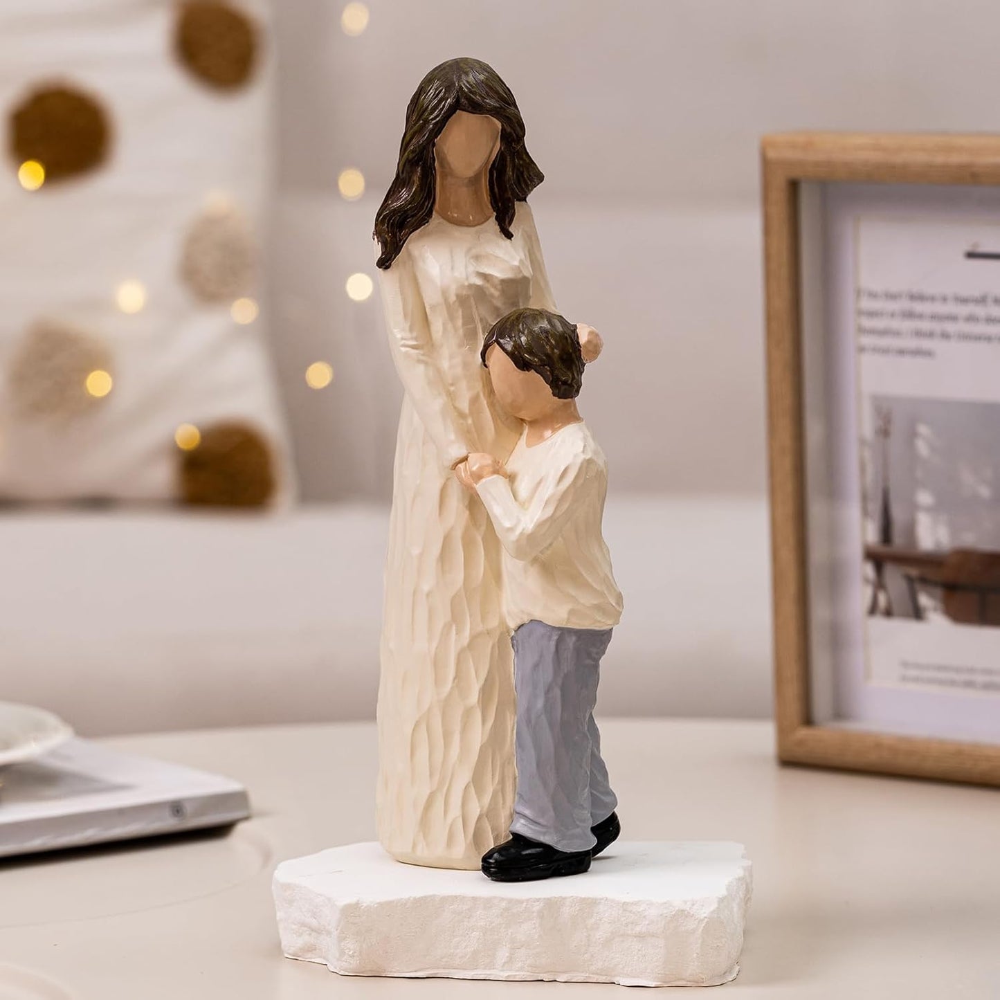 Regine Switzerland Mother and Son Figurines - Hand-Painted Family Sculpture Gift | 9.5" H for Birthdays, Mother's Day & More