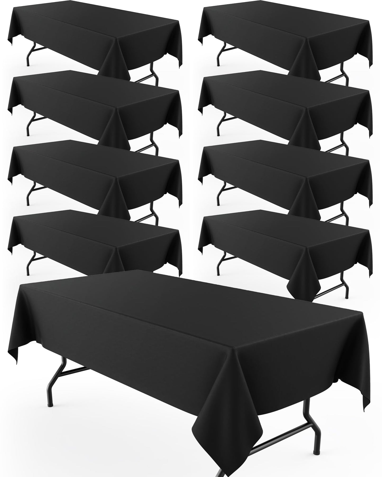 Pureegg Rectangle Table Cloth 60" x 102" – Durable Polyester Tablecloth Offers Reusable & Washable Protection, Ideal for Outdoor Party, Picnic, Wedding, Banquet and Birthday, 9 Pack, Black