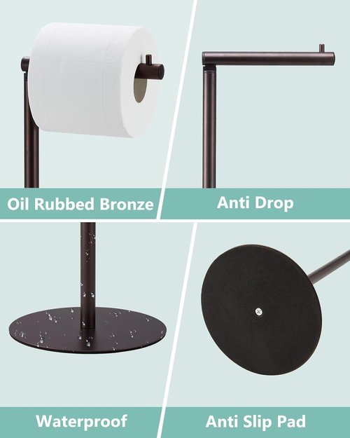 Housen Solutions Toilet Paper Holder Stand - Modern Free-Standing Design for 4 Spare Rolls | Oil Rubbed Bronze