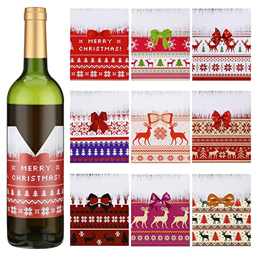 Zonon Christmas Sweater Style Wine Bottle Labels - Set of 54 Holiday Decor Stickers
