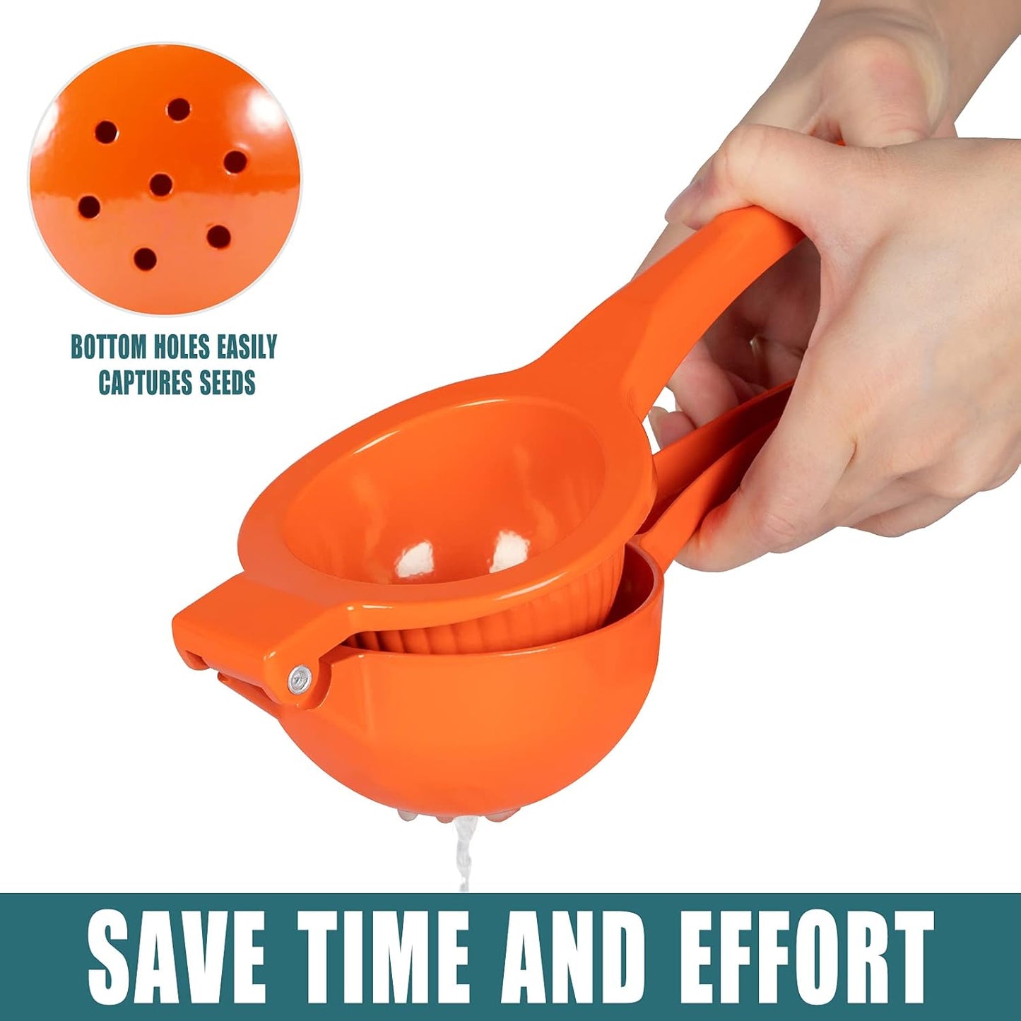 Skiennix Manual Citrus Juicer - Professional Lemon & Lime Squeezer | Durable Metal Kitchen Tool (Orange)