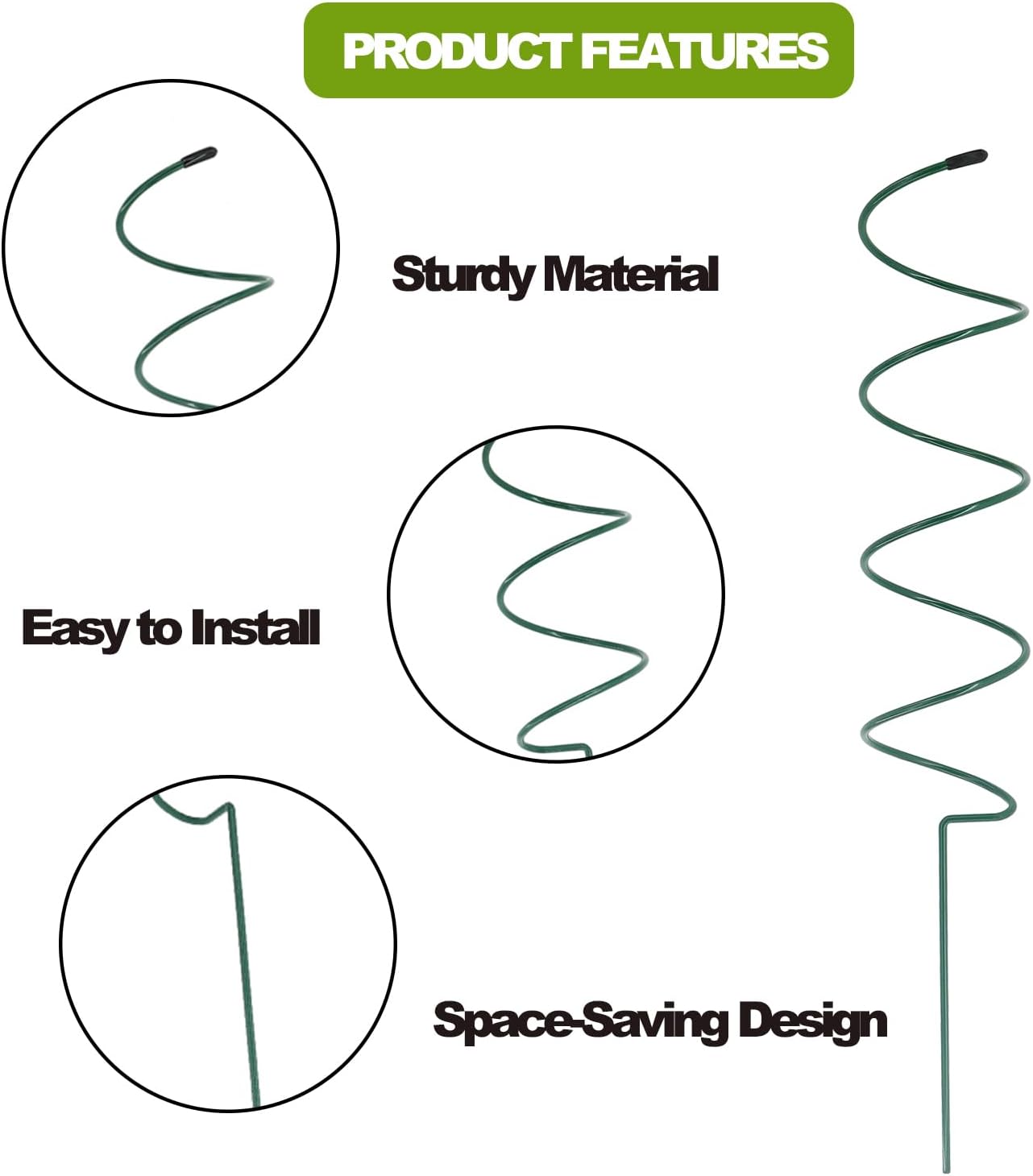 Tomato Twist | 10-Pack 16.3" Twisted Stakes with 20 Plant Support Clips for Climbing Plants
