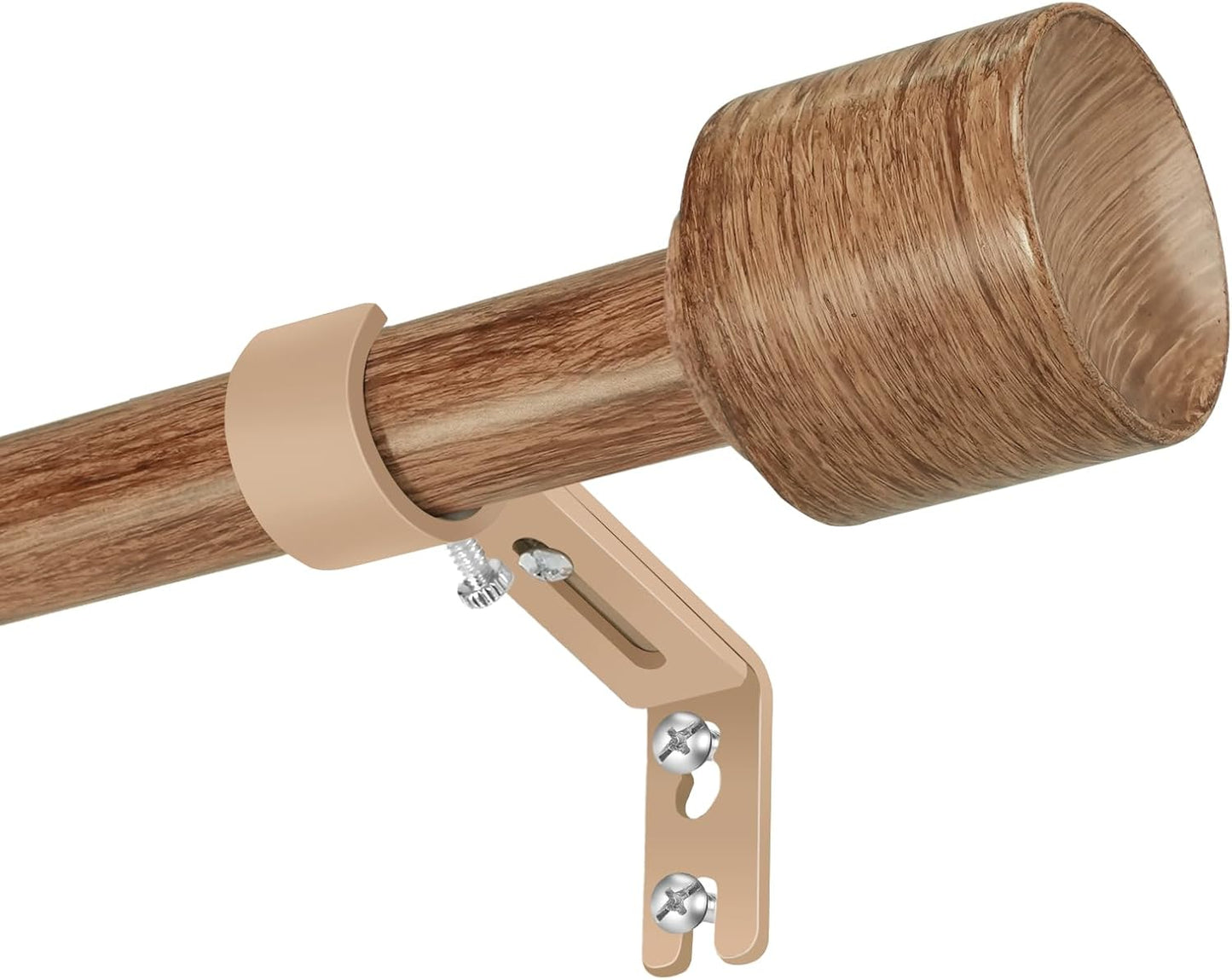Skiennix Adjustable Curtain Rod - Heavy Duty 30-60 Inch, Matte Wood Grain Finish, 1" Diameter