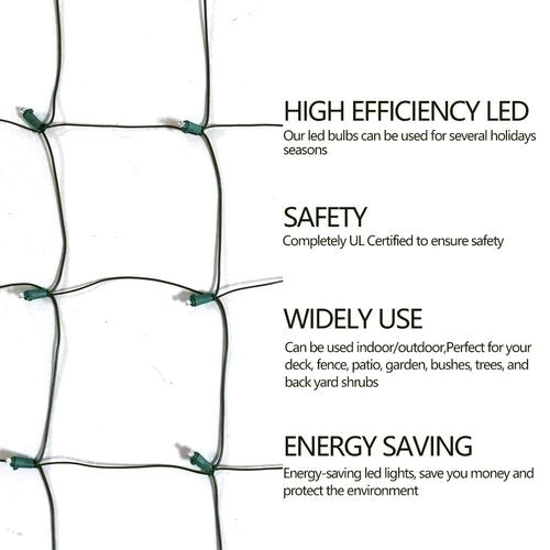 100 LED Christmas Lights 5 ftx5ft Christmas Net Lights Outdoor Indoor Mesh Christmas Decorations Lights string,Perfect for Bushes or Trees, Green Wire（Warm White）