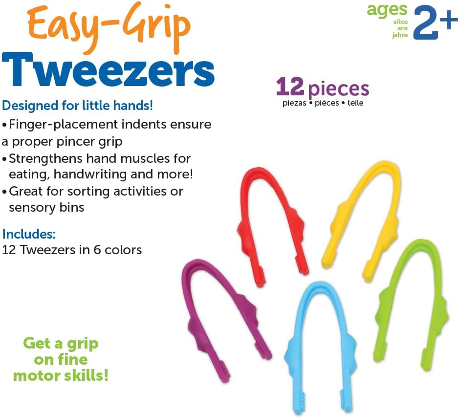 Learning Resources Easy-Grip Tweezers - Montessori Fine Motor Skills Tool for Kids | Sensory Bin Tongs