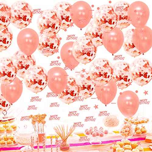 1650 pcs Happy Birthday Rose Gold Confetti 1/13/16/18/20/21/30/40/50/60/70/80/90 Digital Decorative Confetti Heart Confetti Perfect for Table Decorations Party Supplies (21)