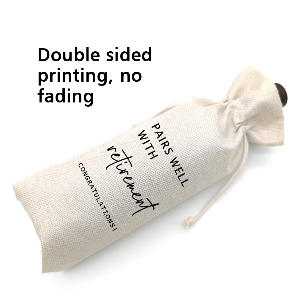 Socive Retirement Wine Bag, Retired Gifts Wine Bags, Pairs Well With Retirement, Gift for Him or Her, Leaving Gift for Colleagues Best Friends Coworkers Boss Nurse Teachers