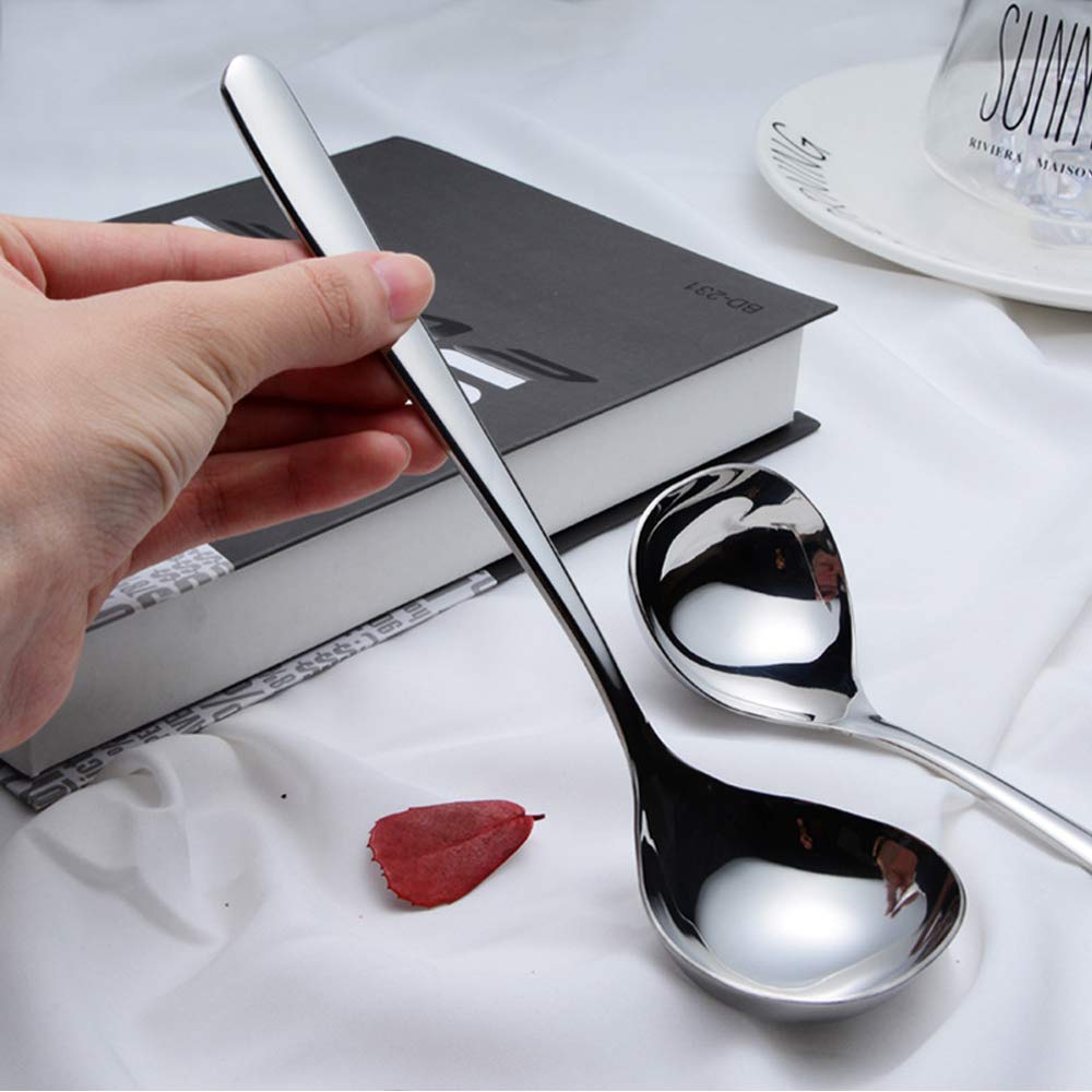 Wenkoni Small Ladles,Sauce,Gravy Soup Spoons Ladles,4 Pack SUS 304 Non-magnetic Stainless Steel 8'' (Color:Silver).