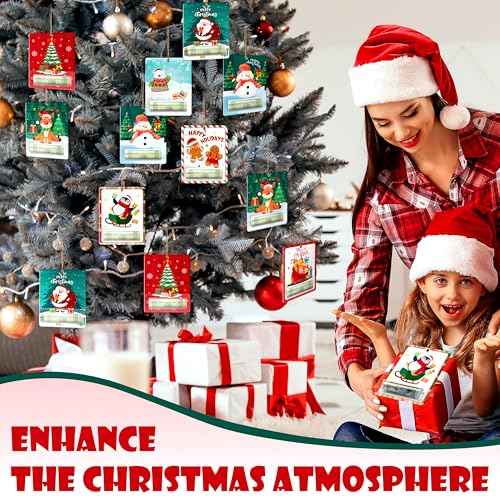 Christmas Money Holders for Cash Gift 24 Sets Cute Snowman Santa Merry Christmas Cards Money Holder Ornaments with Plastic Cover and Double Sided Tape for Hanging Christmas Tree Xmas Holiday Gifts