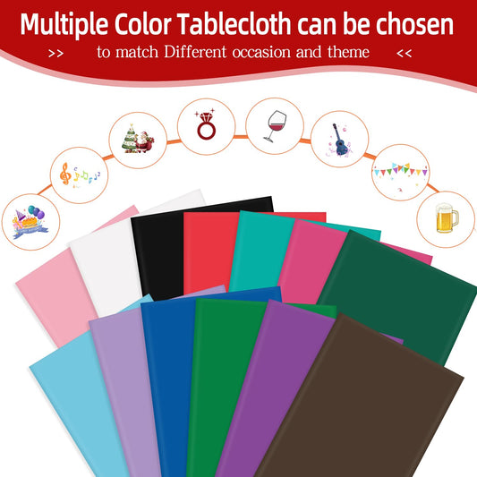 Light Blue 6 Pack Plastic Table Cloth 84", Disposable Round Tablecloth Table Cover, Plastic Tablecloths for Parties