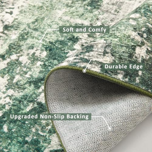 8x10 Green Washable Non-Slip Area Rug for Bedroom Living Room & Dining