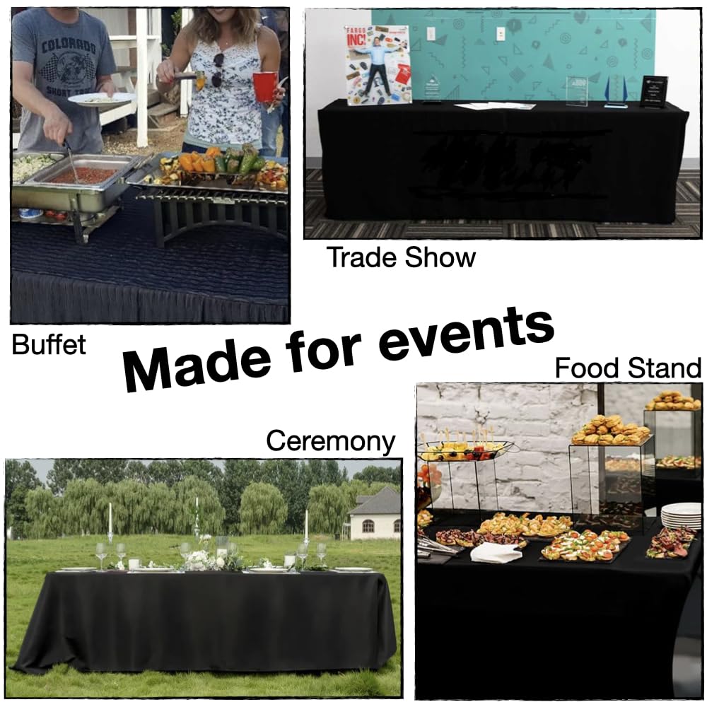 Urby Extra Large Table Cloths. 8+ft Rectangle Tables That Seats 8-10 Person, Ideal for Events Like Banquet, Weddings and Restaurants. Machine Washable Reuseable. Glossy Black. 90x156in.
