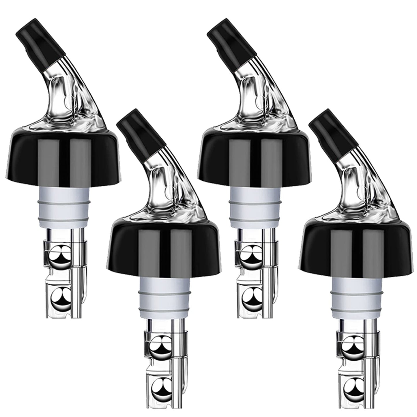 NFFIBDH Automatic Measured Bottle Pourer - Quick Shot Spirit Liquor Pour Spouts with Dust Caps for Wine Cocktail Beverages - Ideal Home Bar Tools 1 oz / 30ml (Clear, 4 Pack)