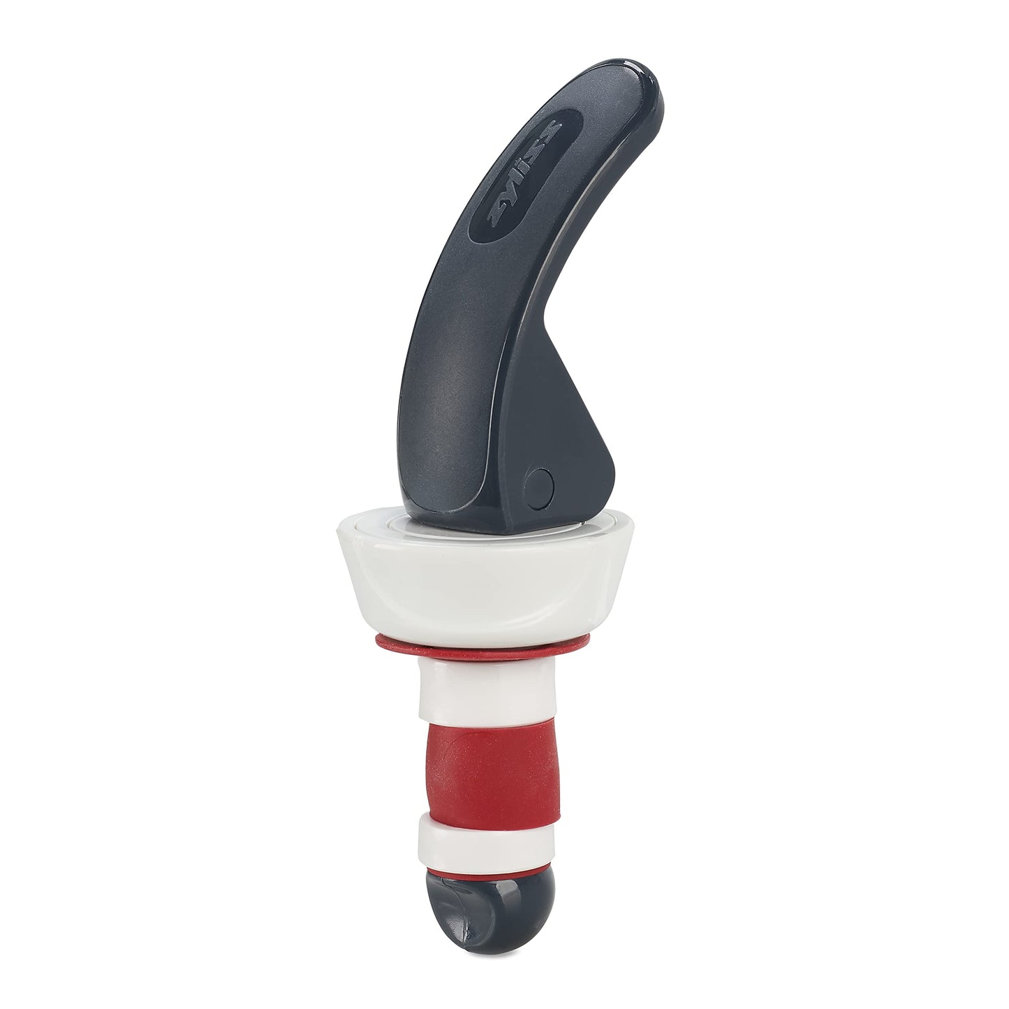 Zyliss Easy Seal Bottle Stoppers – Leak-Proof Wine and Champagne Stoppers with Long Easy-Lock Handle, Comfortable Grip, Airtight Seal, Modern Design in Gray and Red, Durable and Dishwasher Safe