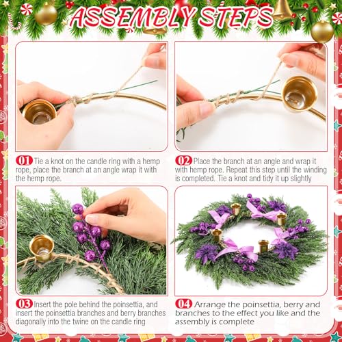 Potchen Classic Christmas Advent Wreath Ring Candleholder 22 Inch Purple Ribbon DIY Decor