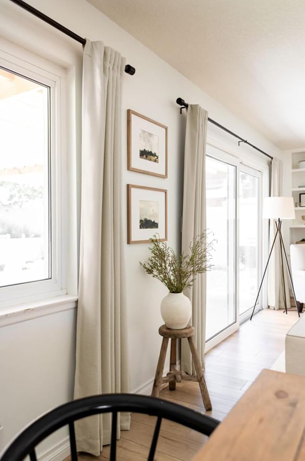 Skiennix 100% Blackout Linen Curtains - Thermal Insulated Drapes, 50" W x 96" L, Oatmeal | 2 Panels Set