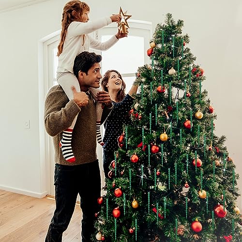 30 Pcs Christmas Plastic Icicle Twisted Plastic Icicle Ornaments Christmas Tree Hanging Decoration and Holiday Xmas Party Wedding Hanging(5.12 Inch,Dark Green)