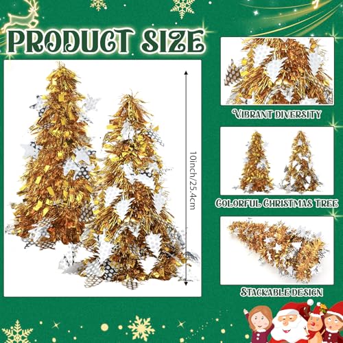 Libima Gold Mini Tinsel Christmas Trees Set of 20 - 10 Inch Artificial Holiday Decor