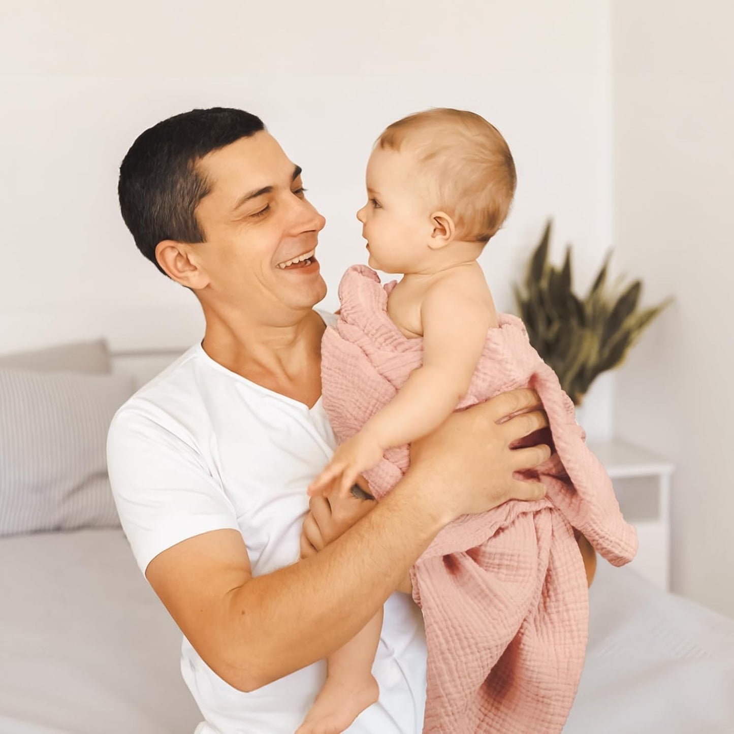 LuluMoon Muslin Swaddle Blankets - Soft Floral Print Receiving Blankets for Newborn Girls | Pink