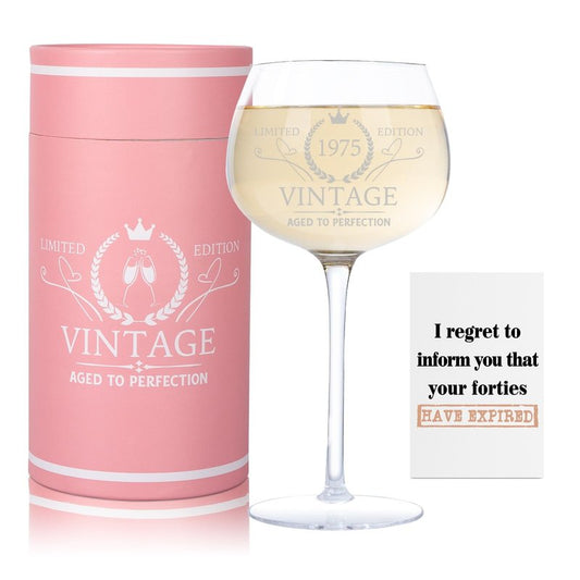 51st Birthday Gifts for Her Women, Best Gifts for 51 Year Old Woman, Vintage 1975 Engraved 51st Wine Glass, Unique 51 Year Old Birthday Decorations for Women, Turning 51 Presents