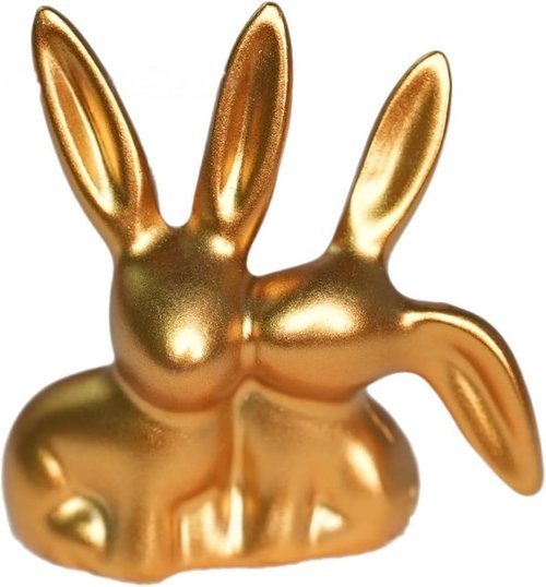 Golden Couple Bunny Figurine - Unique Resin Statue for Home & Office Decor | Perfect for Easter, Christmas & More