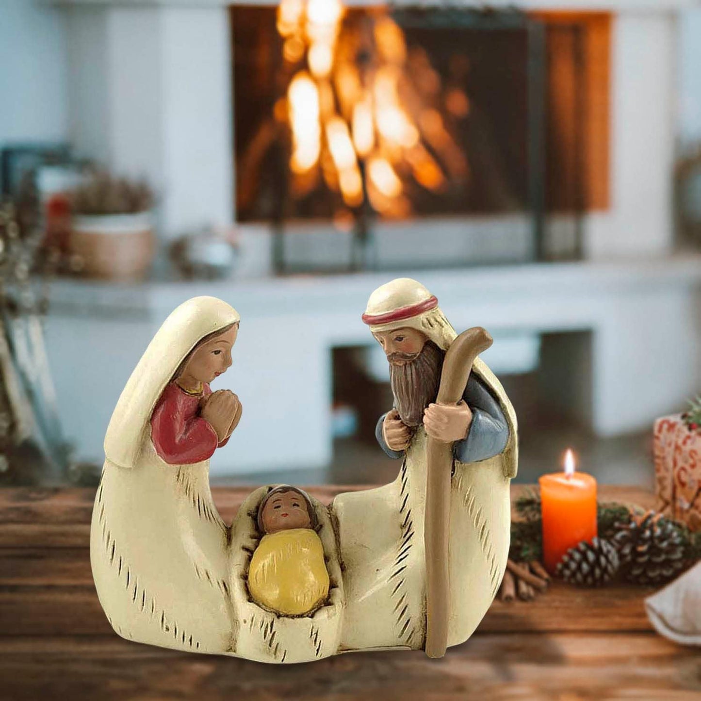 Miniature Holy Family Nativity Figurine - 2.56 Inch Tabletop Christmas Decoration