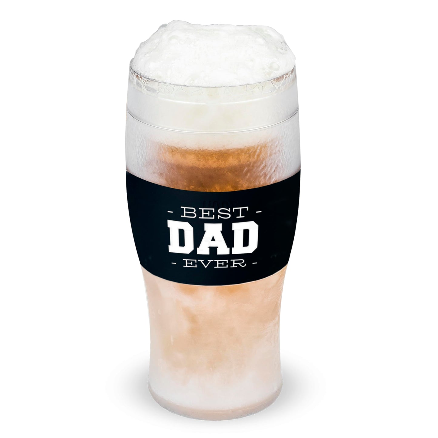 Host Freeze Best Dad Ever Insulated Glass Tumbler for Cold Drinks, Freezable Gifts for Dad, Double Wall Insulated Beer Glass for Chilled Lager, IPA, Ale & Iced Coffee, 16 oz, Set of 1