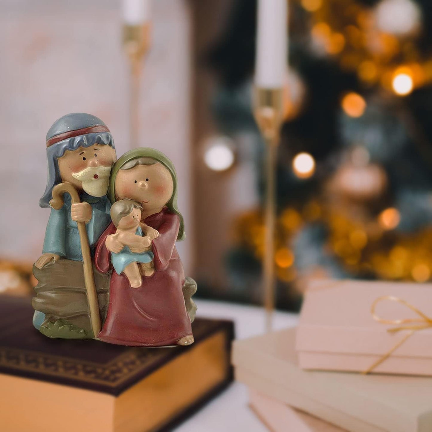 Miniature Holy Family Nativity Figurine - 2.56 Inch Tabletop Christmas Decoration