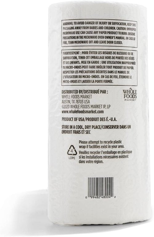 365 by Whole Foods Market Jumbo Paper Towels - 100% Recycled, Ultra-Strong, 135 Sheets per Roll (3 Count)